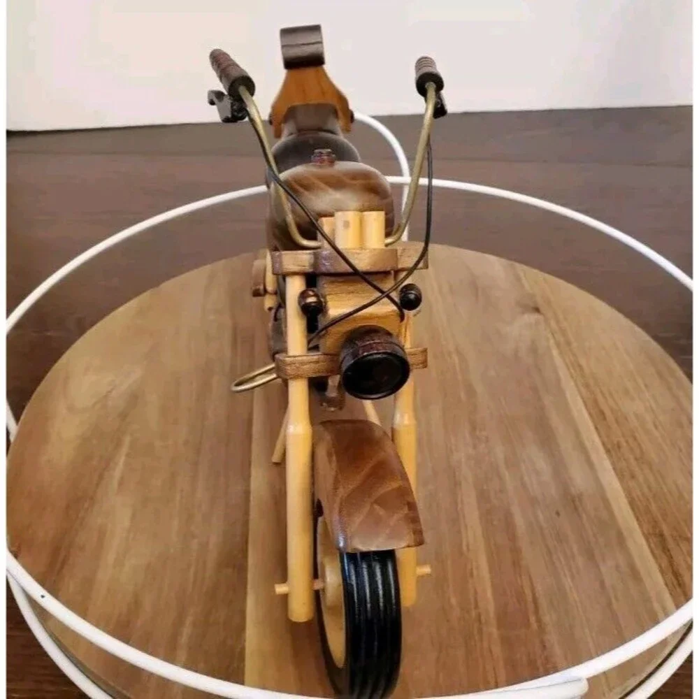 Vintage Bike Motorcycle HARLEY DAVIDSON Wooden Toy Car HOMEMADE Collectors‎ Item